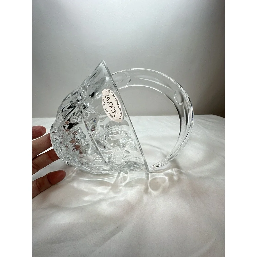 Block Crystal Cut Lead Handled Small‎ Decorative Basket